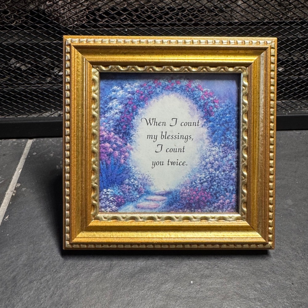Heartfelt Collection Kathy Seek‎ Count My Blessings Framed Art Gold Vintage 1998